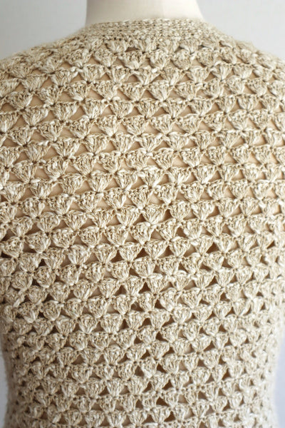 70s Crochet Knit Linen Cotton Blouse