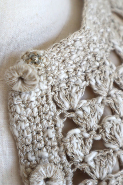 70s Crochet Knit Linen Cotton Blouse