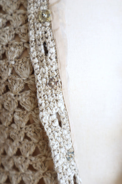 70s Crochet Knit Linen Cotton Blouse