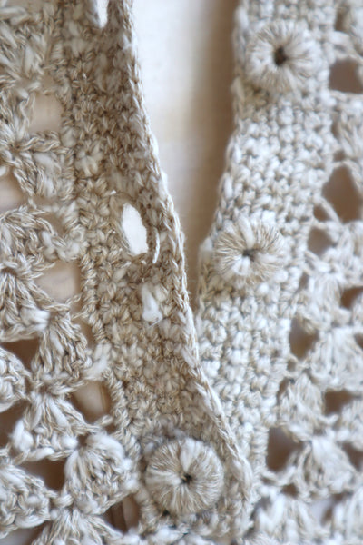 70s Crochet Knit Linen Cotton Blouse