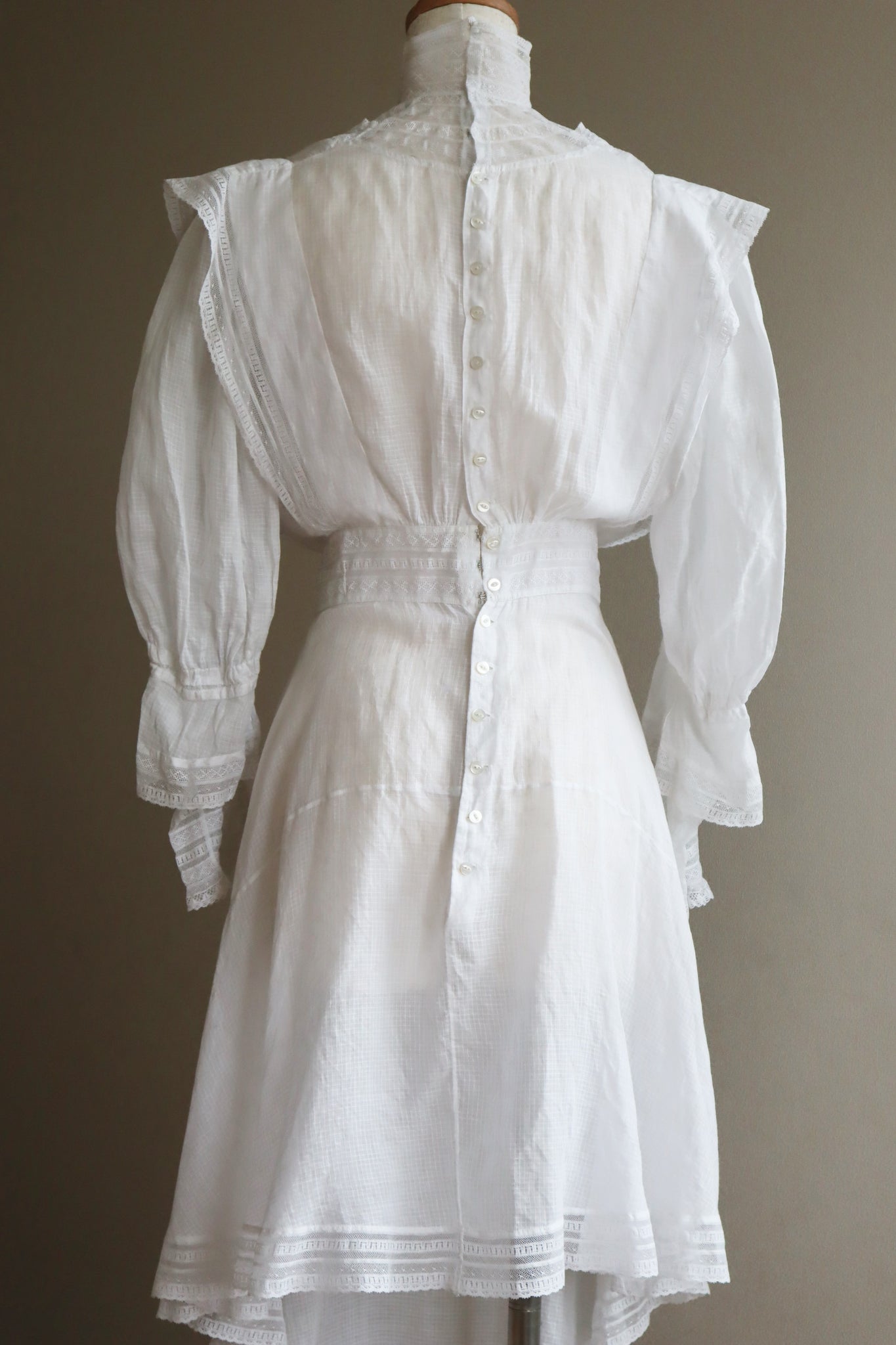 1910s Edwardian Sheer Lawn Cotton Tea Dress Blouse