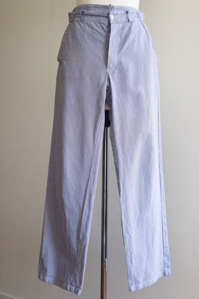 80s White And Purple Staggered Cotton Pants