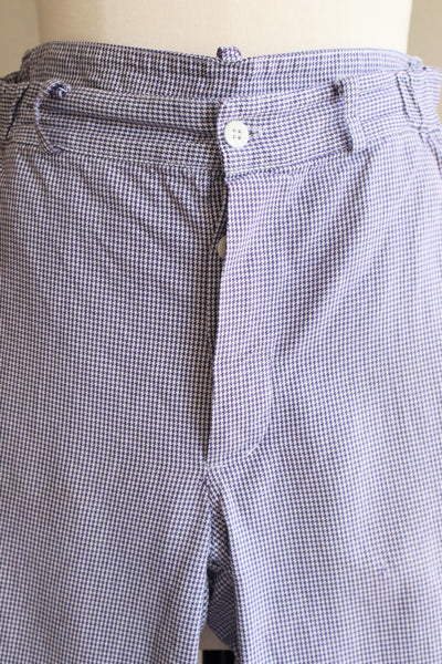 80s White And Purple Staggered Cotton Pants