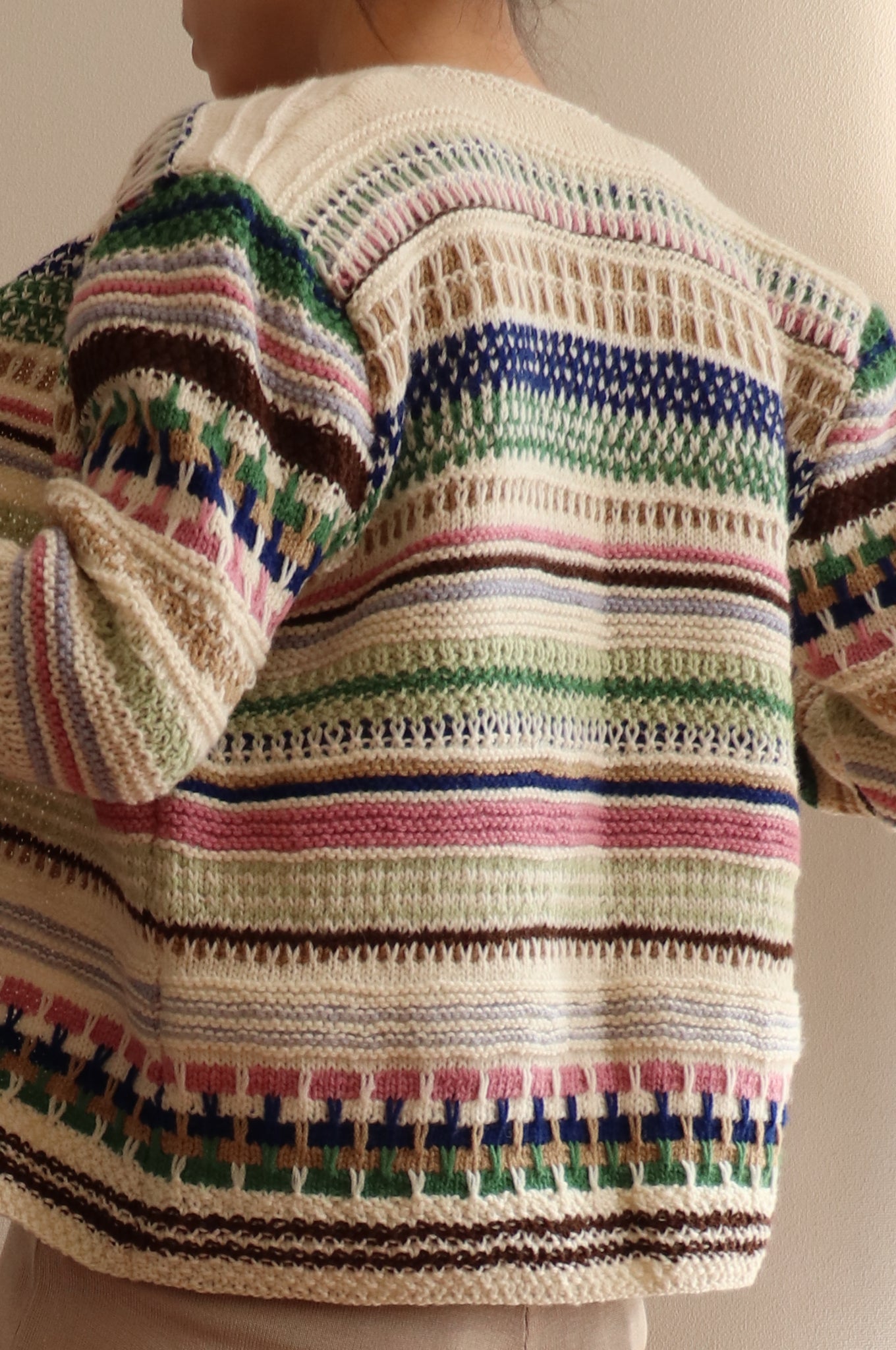 80s Hand Knit Multi Color Cardigan