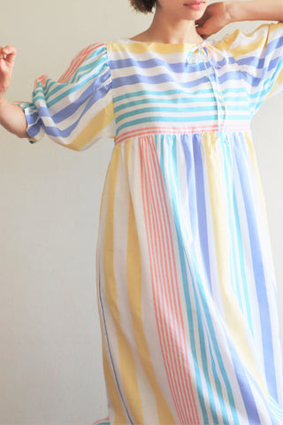 70s Deadstock Candy Color Striped Dress