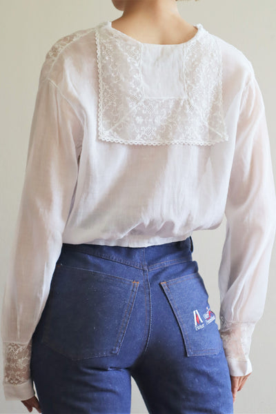 1910s Sailor Collar Cotton Gauze Blouse