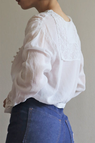 1910s Sailor Collar Cotton Gauze Blouse