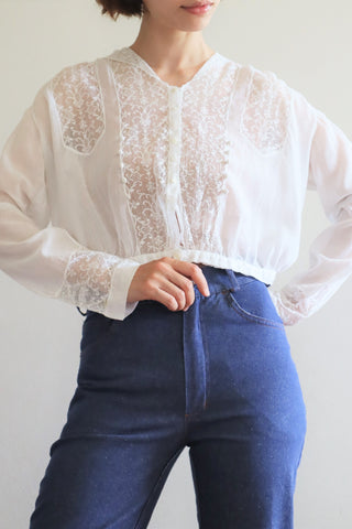 1910s Sailor Collar Cotton Gauze Blouse