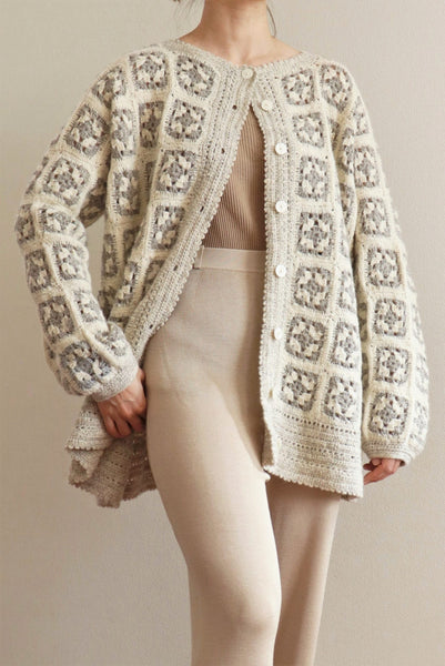 Vintage Crochet Knit wool Cardigan