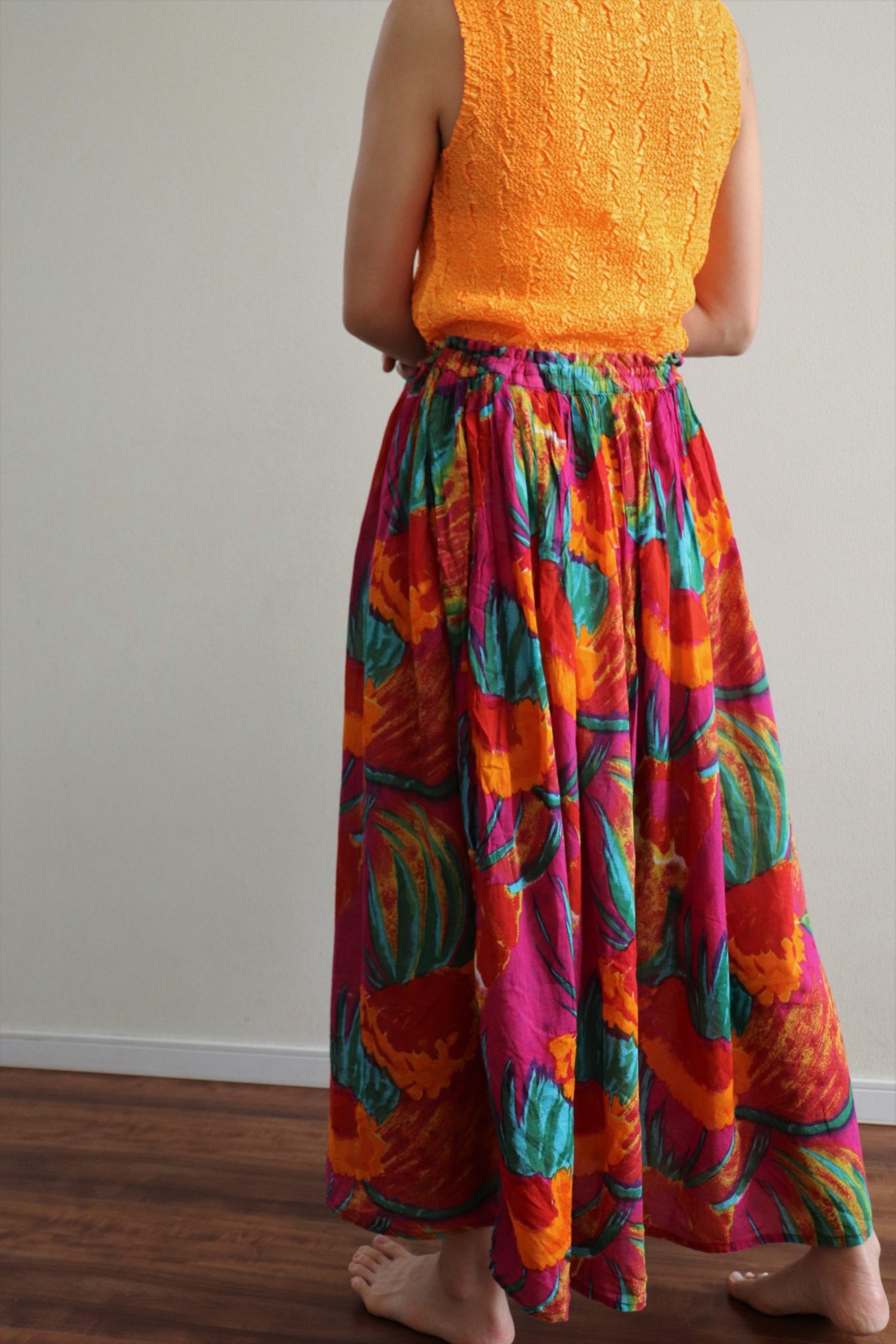 80s Floral Indian Cotton Skirt
