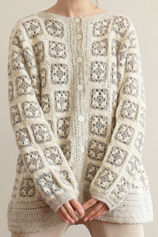 Vintage Crochet Knit wool Cardigan