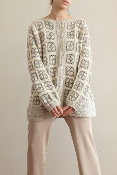 Vintage Crochet Knit wool Cardigan