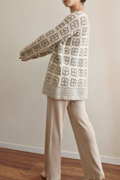 Vintage Crochet Knit wool Cardigan