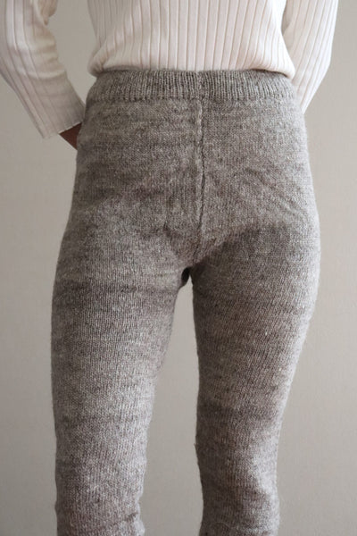 Hand Knit High-Quality Sheep Wool Leggings Grayish Brown