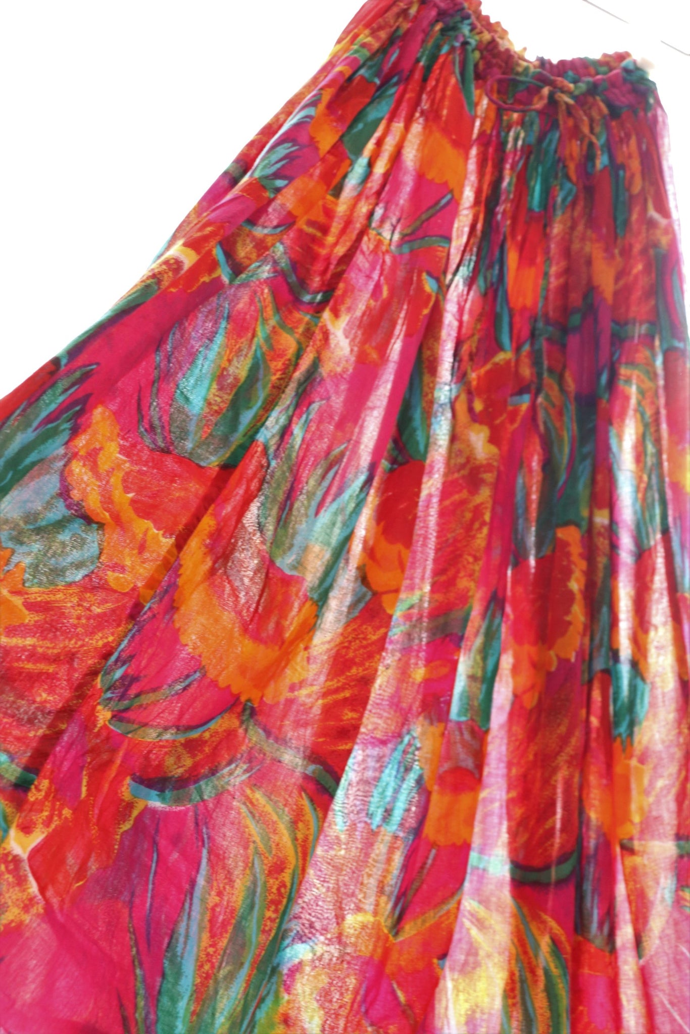 80s Floral Indian Cotton Skirt