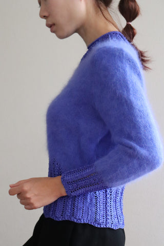 80s Hand-Knitted Angora Sweater Purple