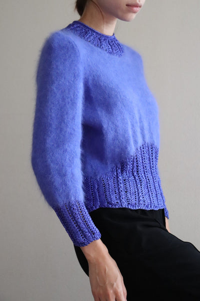 80s Hand-Knitted Angora Sweater Purple