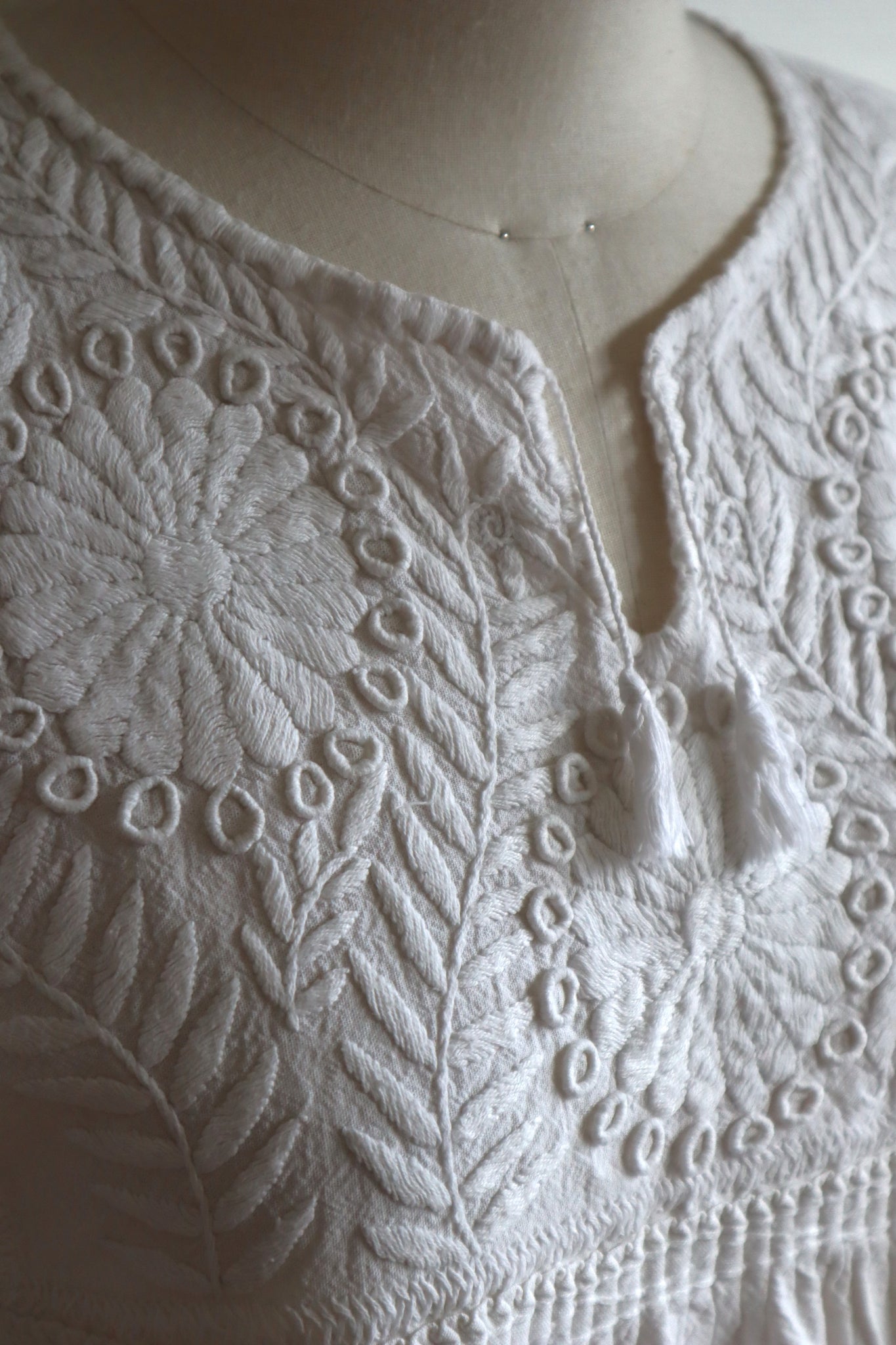 70s All White Embroidered Mexican Blouse