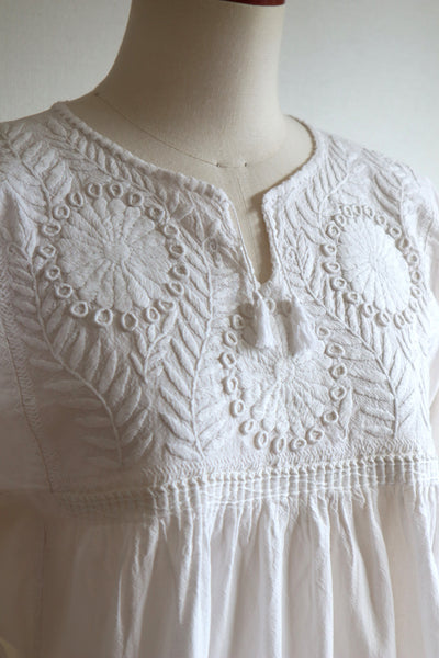 70s All White Embroidered Mexican Blouse