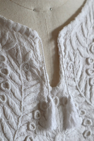 70s All White Embroidered Mexican Blouse