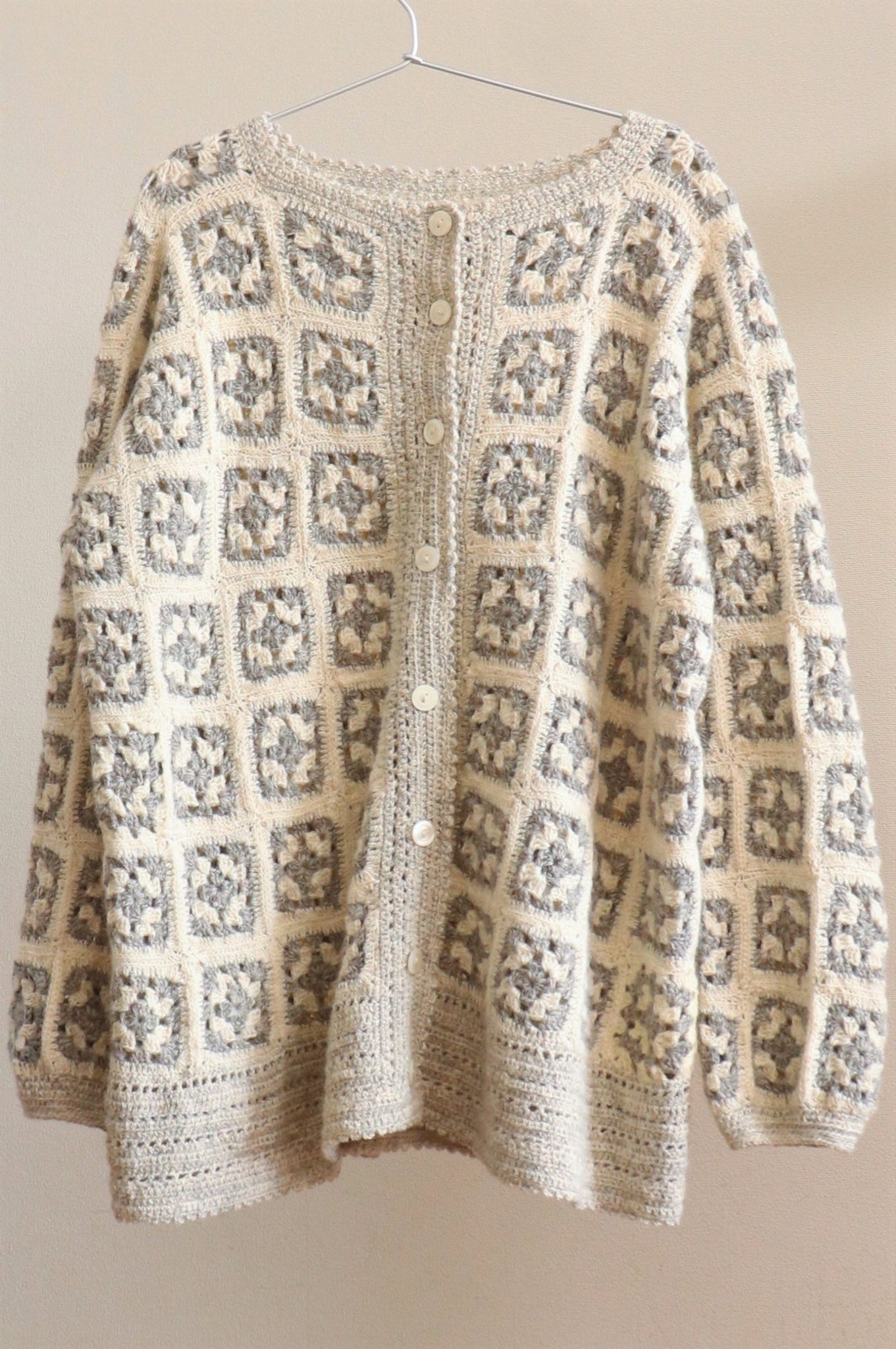 Vintage Crochet Knit wool Cardigan