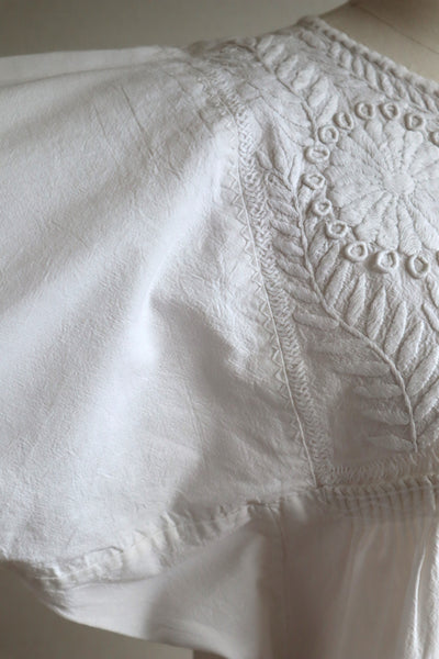 70s All White Embroidered Mexican Blouse