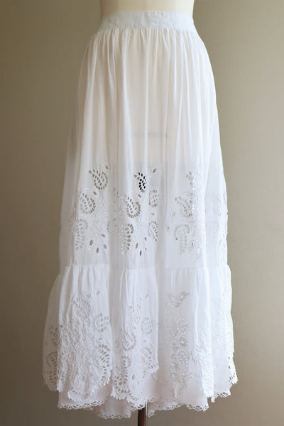 1910s  Broderie Anglaise Cotton Skirt