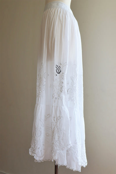 1910s  Broderie Anglaise Cotton Skirt