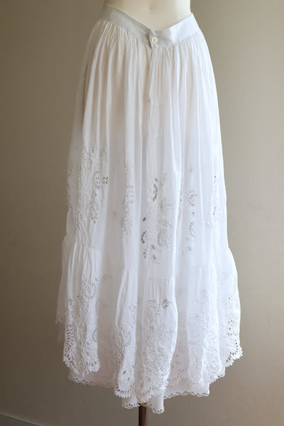 1910s  Broderie Anglaise Cotton Skirt