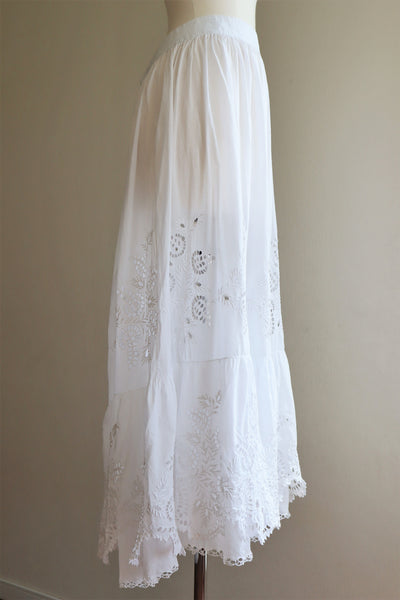 1910s  Broderie Anglaise Cotton Skirt