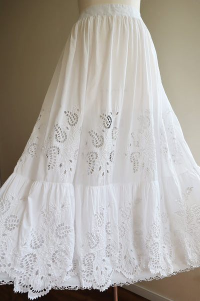 1910s  Broderie Anglaise Cotton Skirt