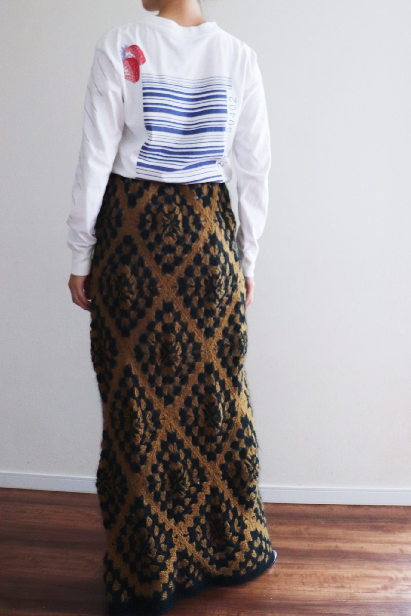 70s Mohair Crochet Floor Length Skirt