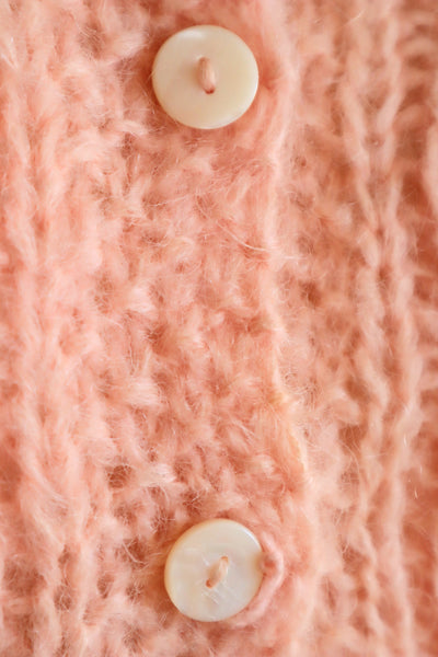 60s FAMELIA Hand Knit Pink Mohair Cardigan