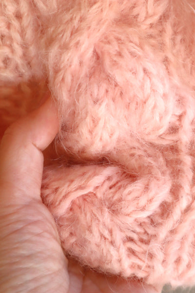 60s FAMELIA Hand Knit Pink Mohair Cardigan