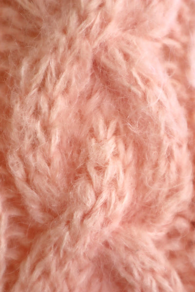 60s FAMELIA Hand Knit Pink Mohair Cardigan