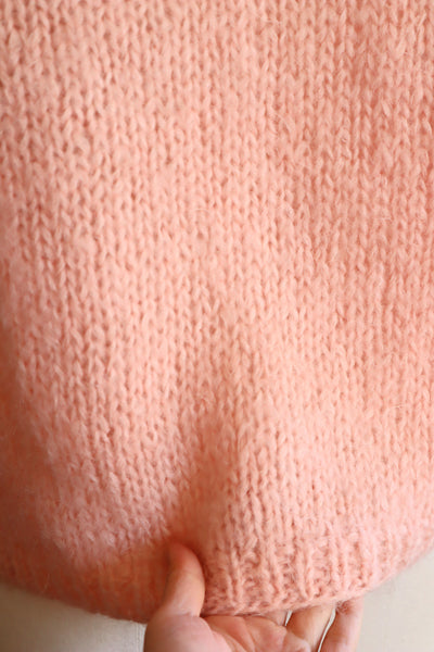 60s FAMELIA Hand Knit Pink Mohair Cardigan