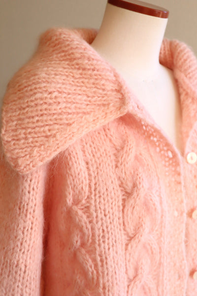 60s FAMELIA Hand Knit Pink Mohair Cardigan