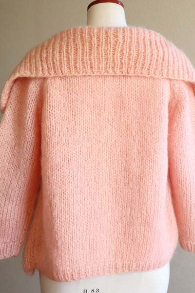 60s FAMELIA Hand Knit Pink Mohair Cardigan