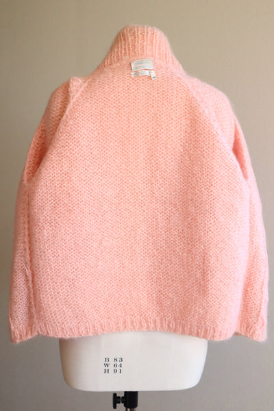 60s FAMELIA Hand Knit Pink Mohair Cardigan