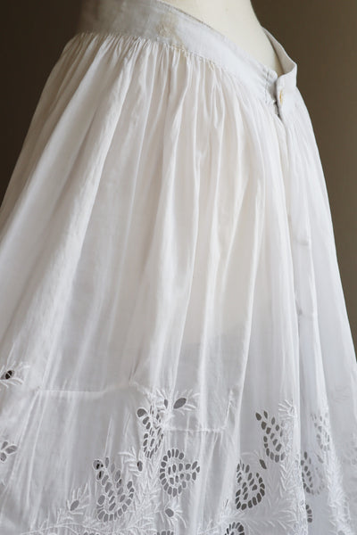 1910s  Broderie Anglaise Cotton Skirt