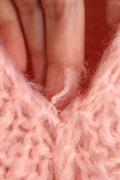 60s FAMELIA Hand Knit Pink Mohair Cardigan