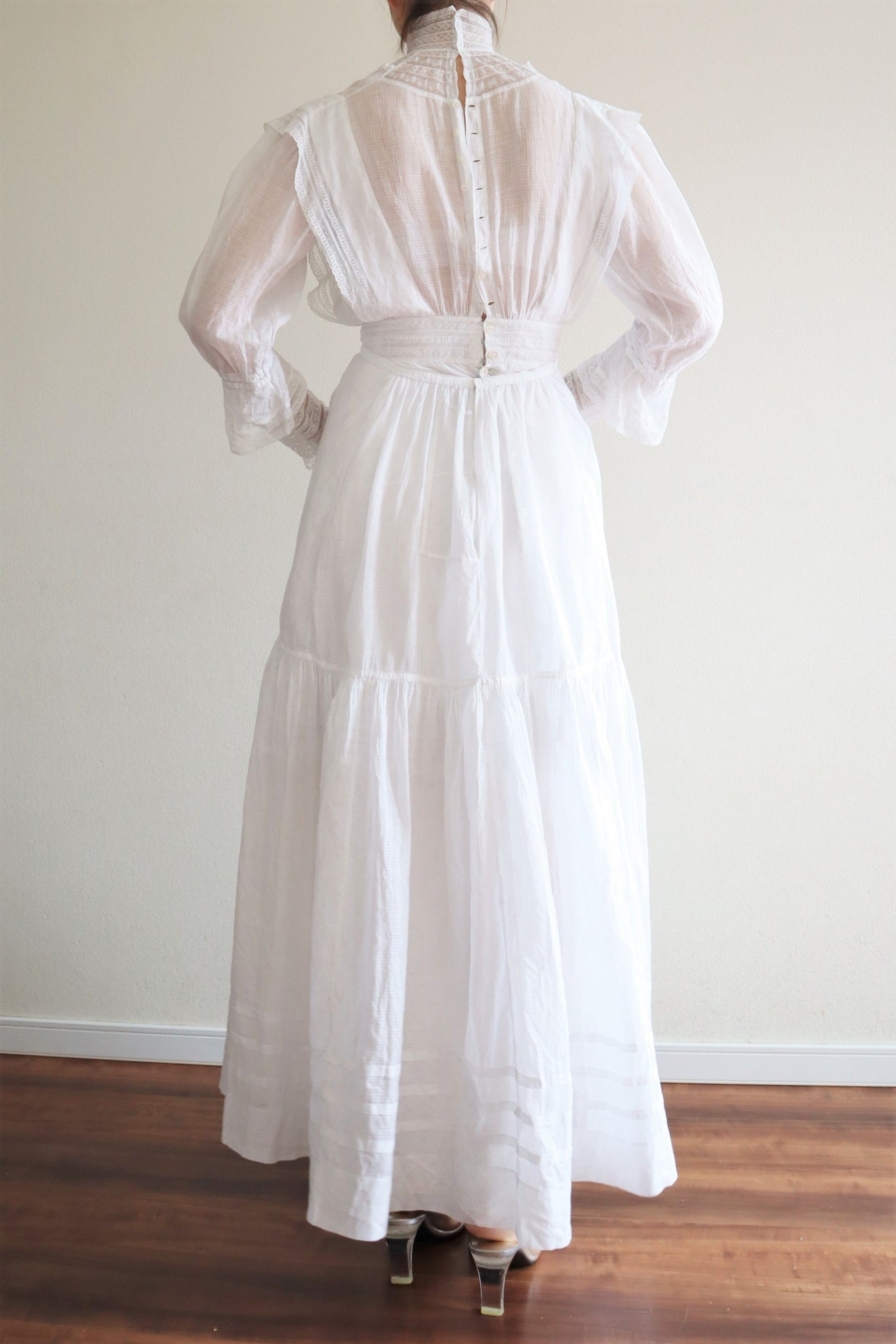 1910s Edwardian Sheer Lawn Cotton Tea Dress Skirt