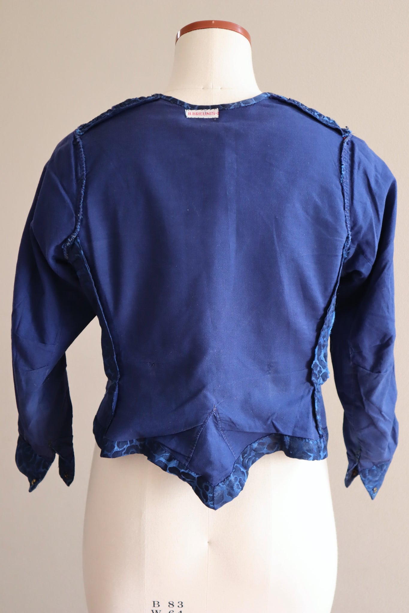 1900s Dutch Hand Made Blue Short Jacket