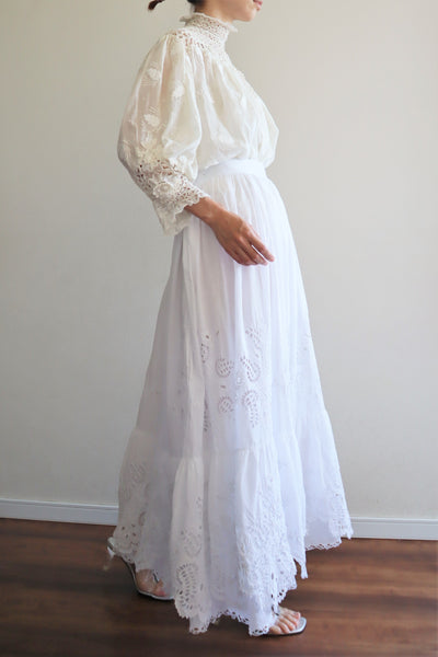 1910s  Broderie Anglaise Cotton Skirt