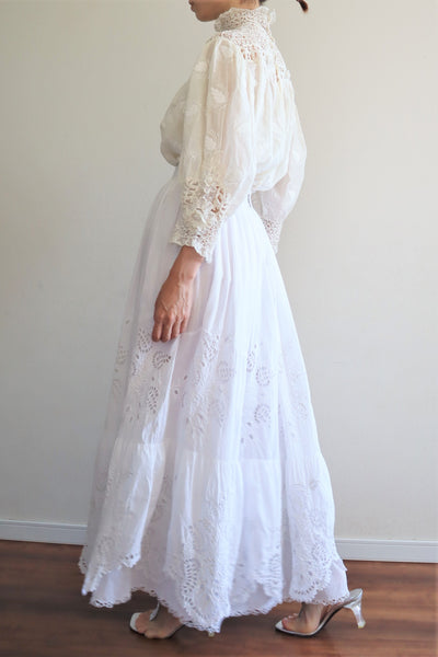 1910s  Broderie Anglaise Cotton Skirt