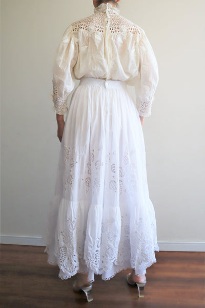 1910s  Broderie Anglaise Cotton Skirt