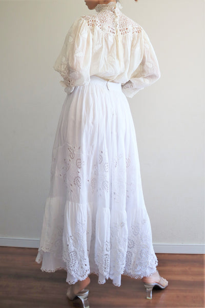 1910s  Broderie Anglaise Cotton Skirt
