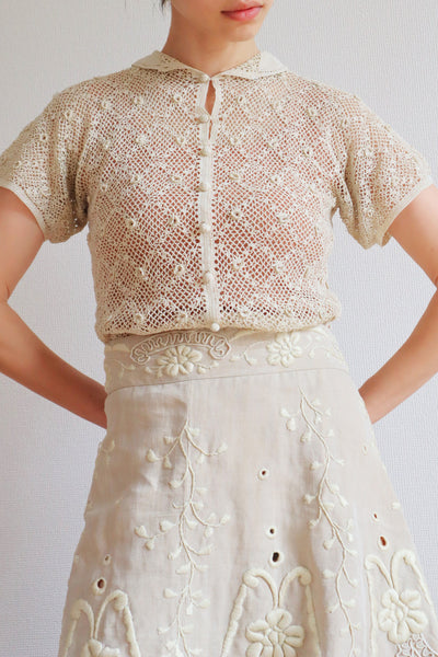 1930s Crochet Blouse Size S~M