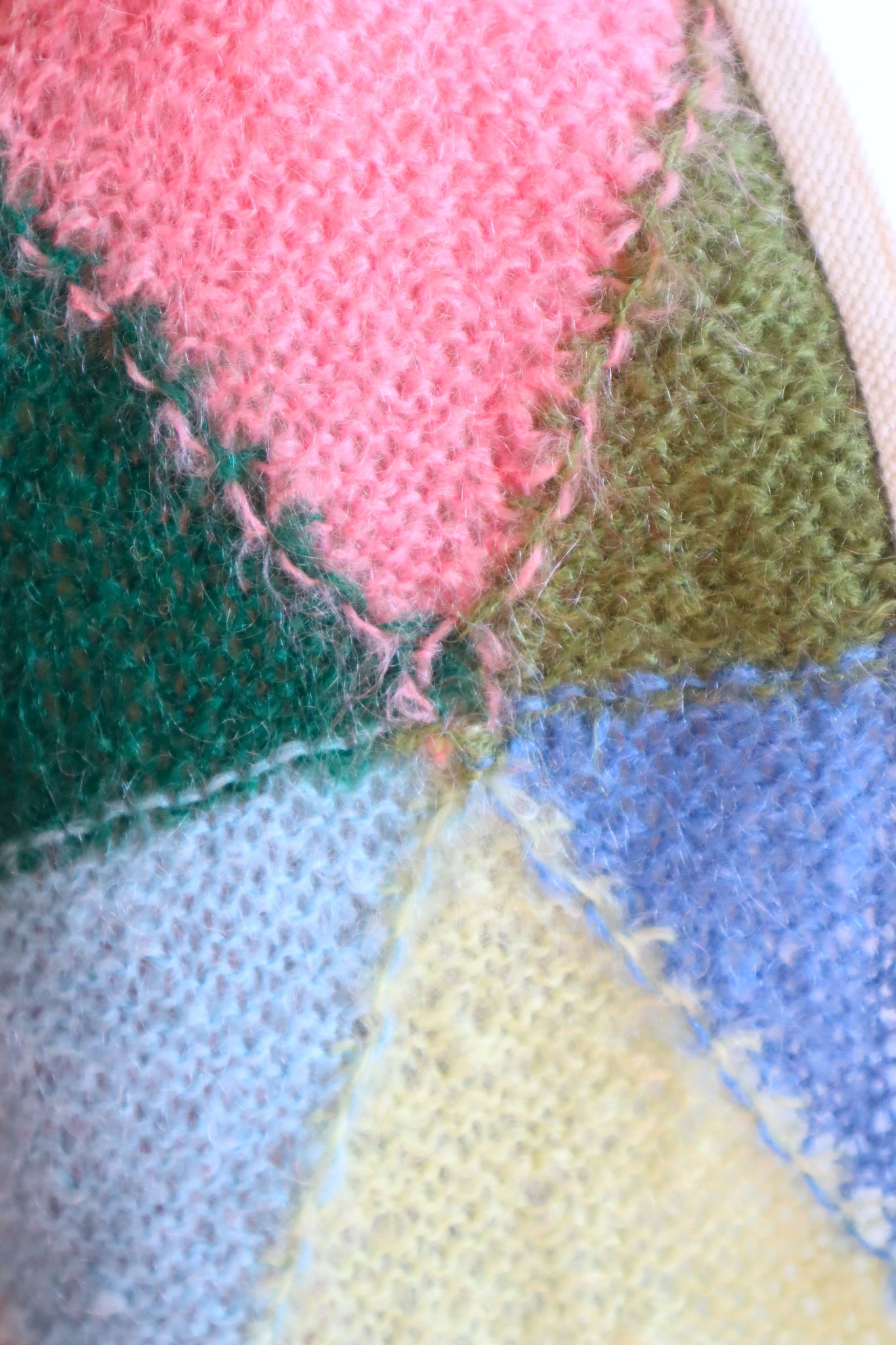 60s Fluffy Mohair Rainbow Geometric Cardigan