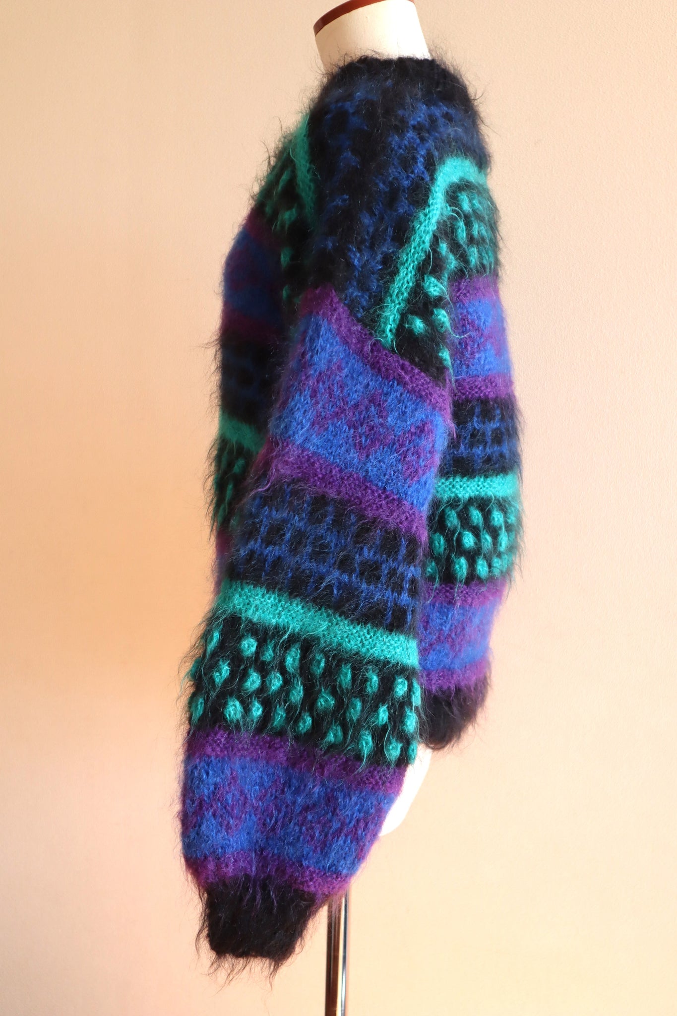 80s Hand Knit Fluffy Mohair Sweater